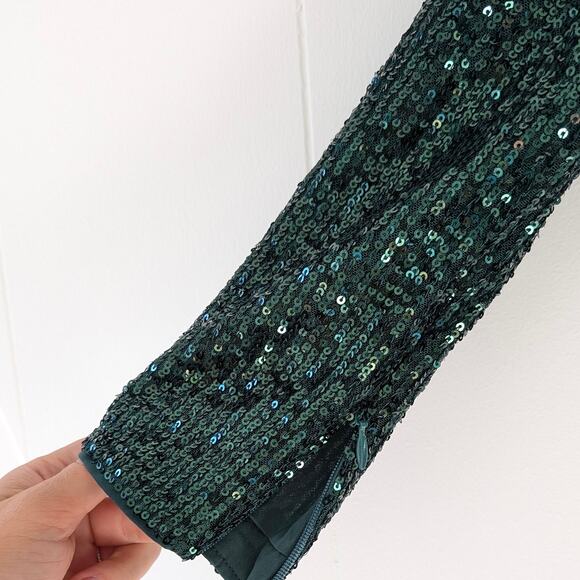 NWT Camila Coelho CeCe Shiny Green Sequin Bodysuit Top, size S - Picture 4 of 6